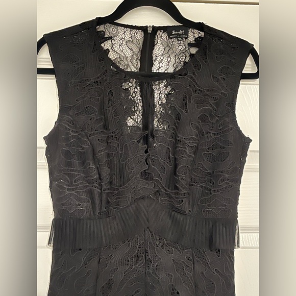 Bardot Ruffle Trim Black Lace Sheath Dress Size 6 - Picture 7 of 14